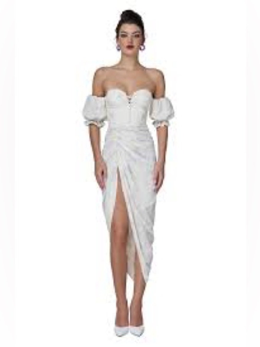 NWT Adeirlina Forget Me Not White Corset Style Midi Dress XS Garden Fairy Whimsy